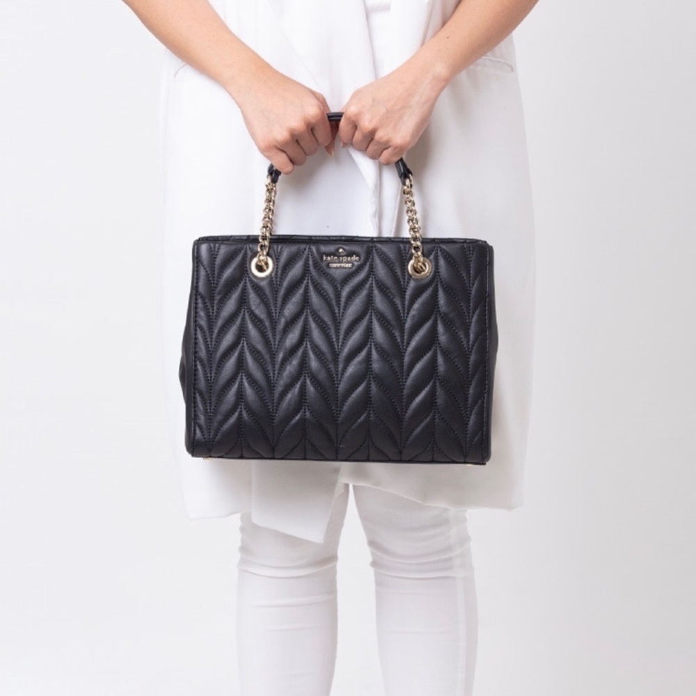 Kate Spade Quilted Menna Black Chain Crossbody Bag